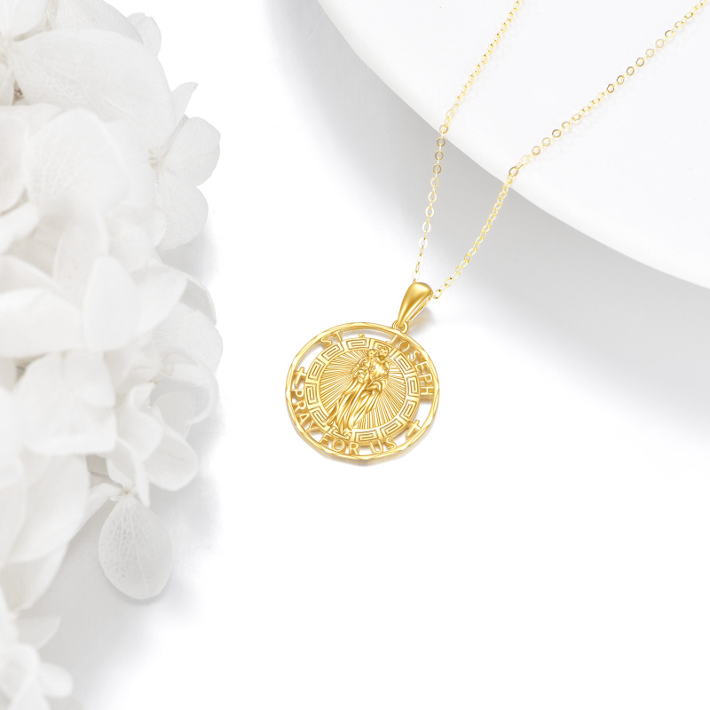 14-karatowy złoty naszyjnik z wisiorkiem Święty Józef z wygrawerowanym słowem dla mężczyzn-4