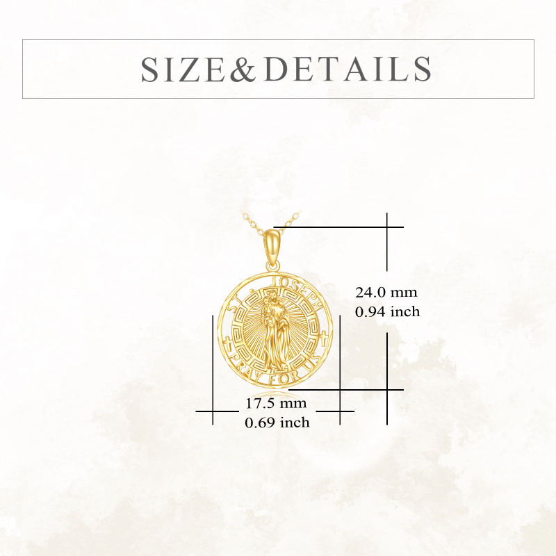 14-karatowy złoty naszyjnik z wisiorkiem Święty Józef z wygrawerowanym słowem dla mężczyzn-5