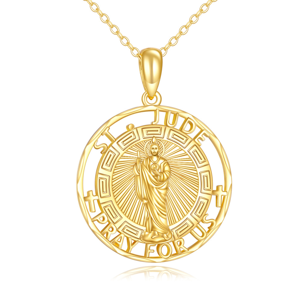 10K Gold Saint Jude Pendant Necklace-1