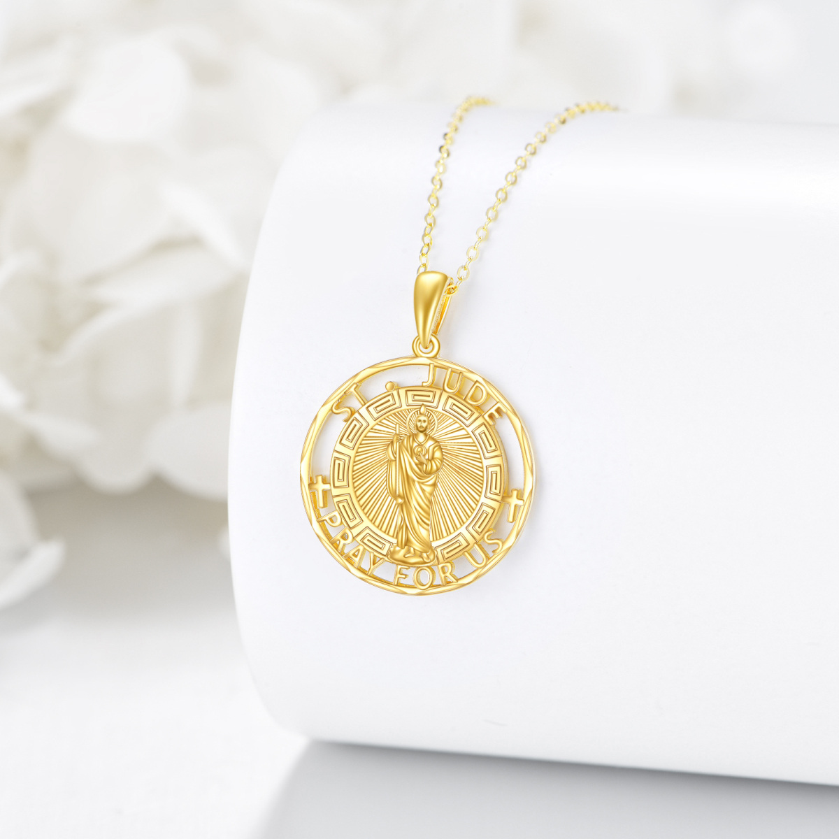 14K Gold Saint Jude Pendant Necklace-4