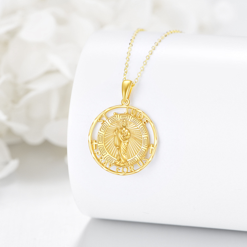 10K Gold Saint Jude Pendant Necklace-4
