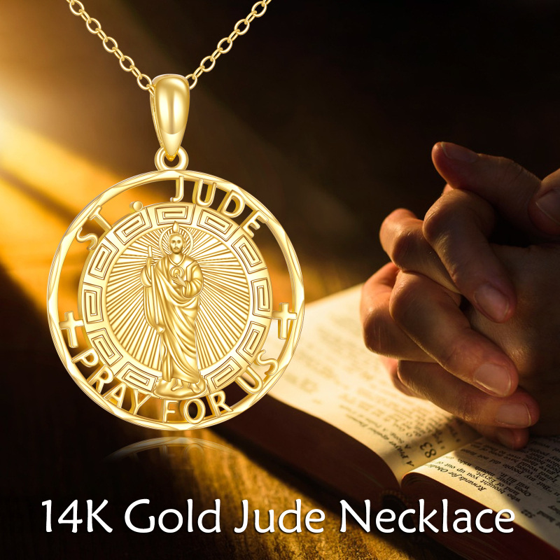 10K Gold Saint Jude Pendant Necklace-6