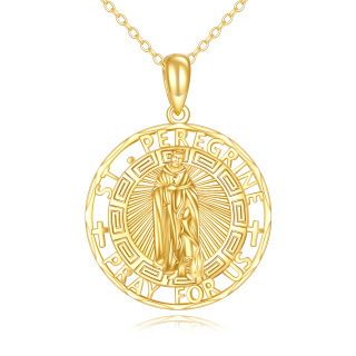 10K Gold Saint Peregrine Pendant Necklace for Men-16