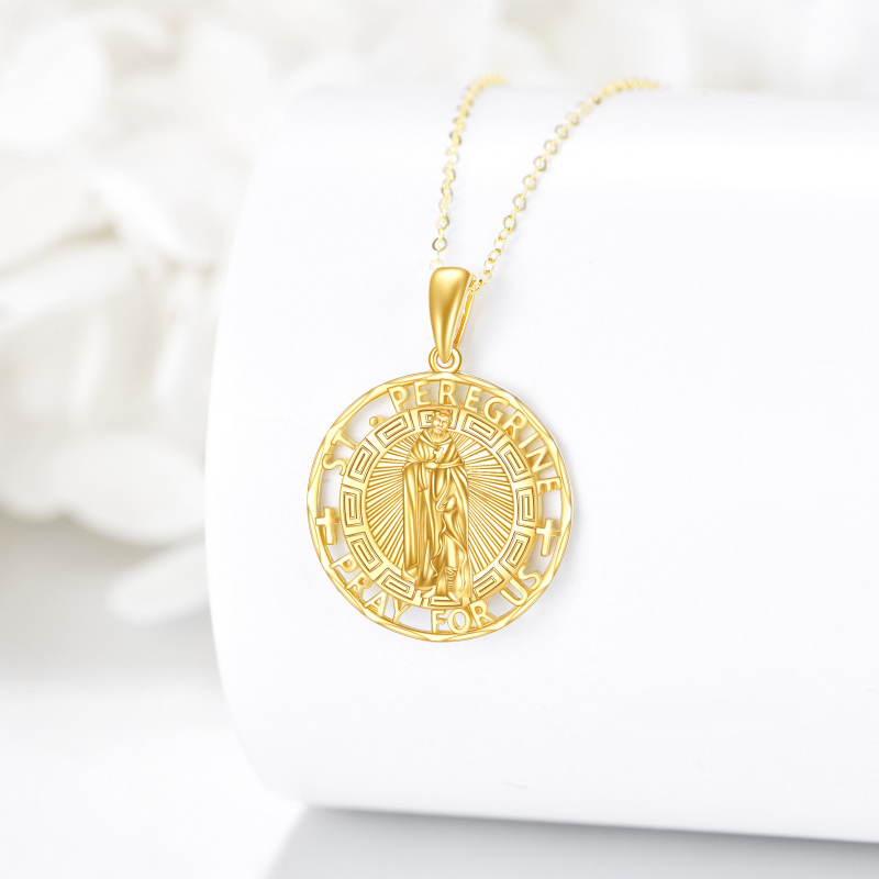 10K Gold Saint Peregrine Pendant Necklace for Men-3
