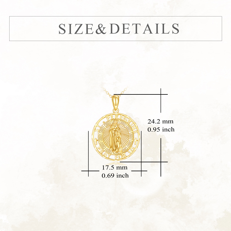 10K Gold Saint Peregrine Pendant Necklace for Men-5