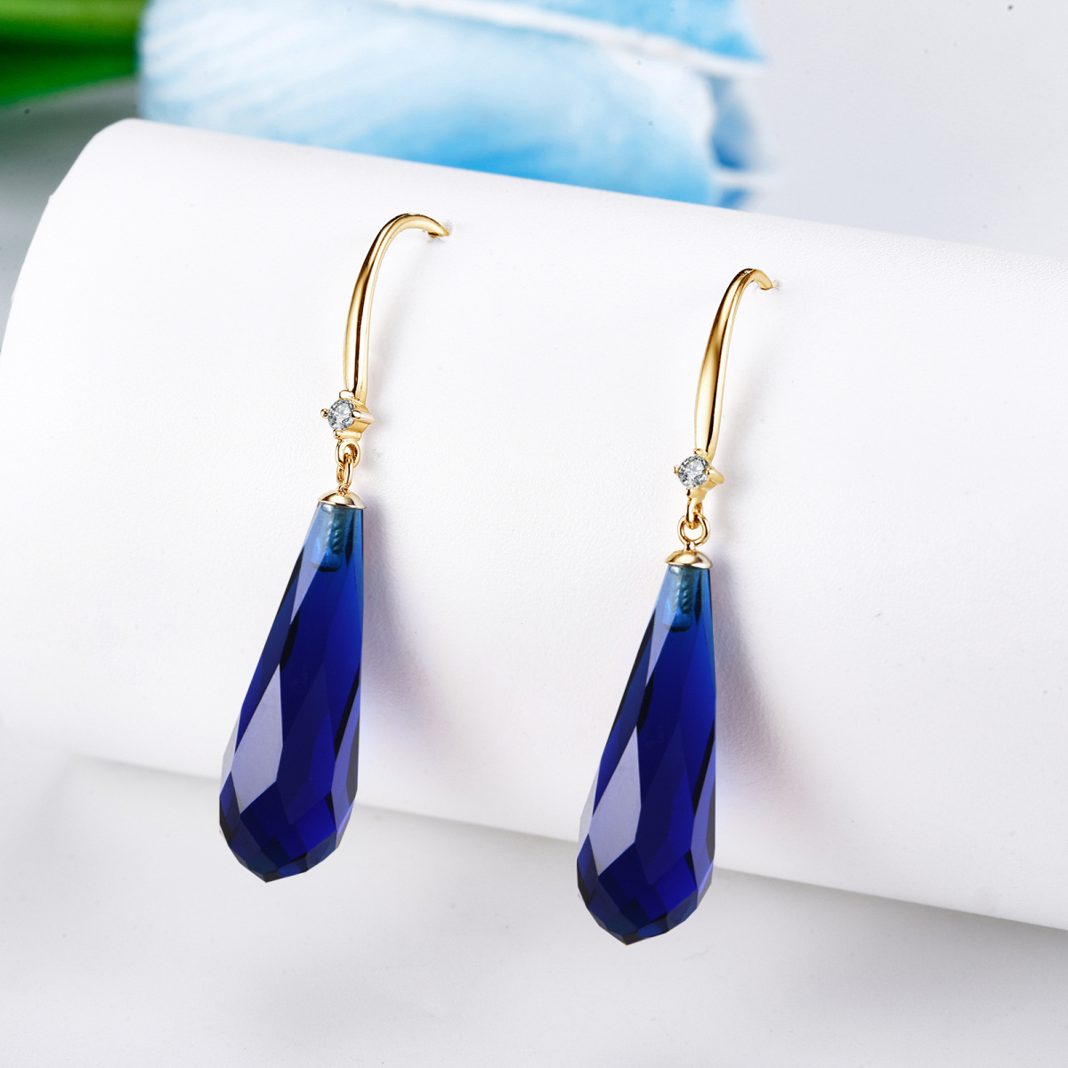 14K Gold Sapphire Earrings-4