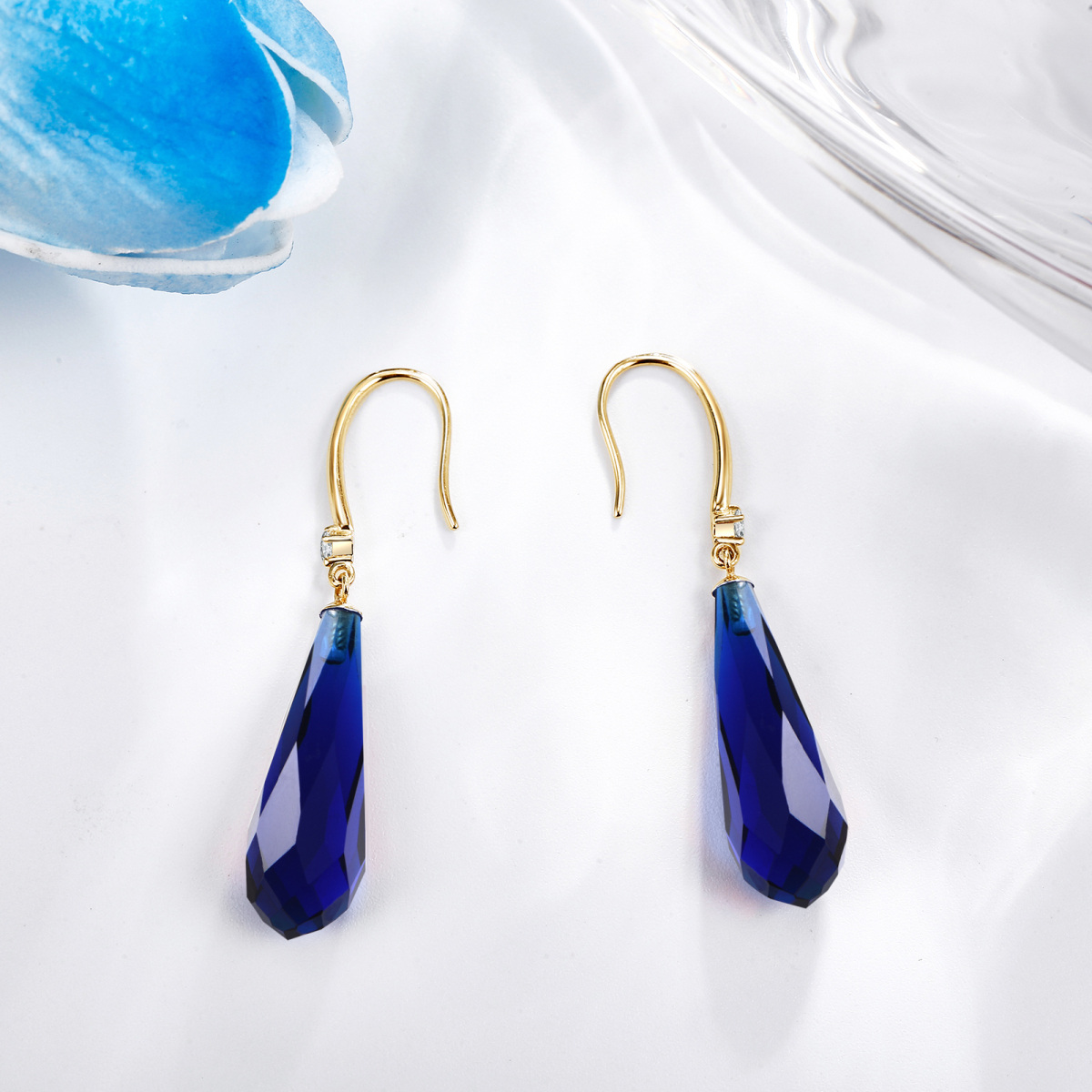 14K Gold Sapphire Earrings-5