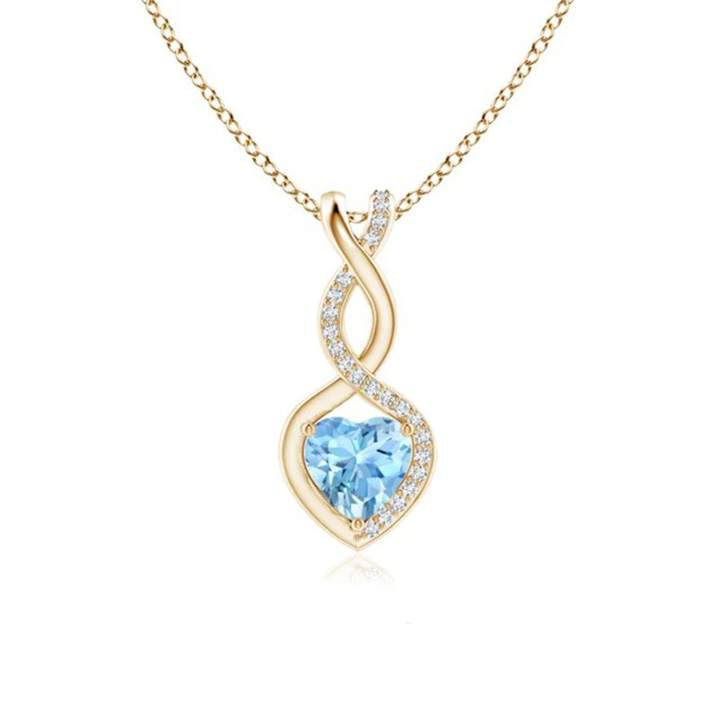 14K Gold Sapphire Infinity Symbol Pendant Necklace-1