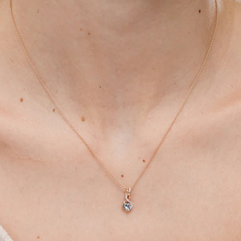 14K Gold Sapphire Infinity Symbol Pendant Necklace-2