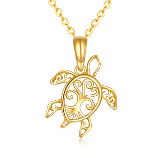 10K Gold Sea Turtle Pendant Necklace-21