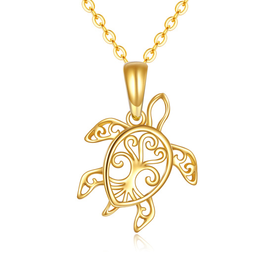 Collier pendentif tortue de mer en or 14K