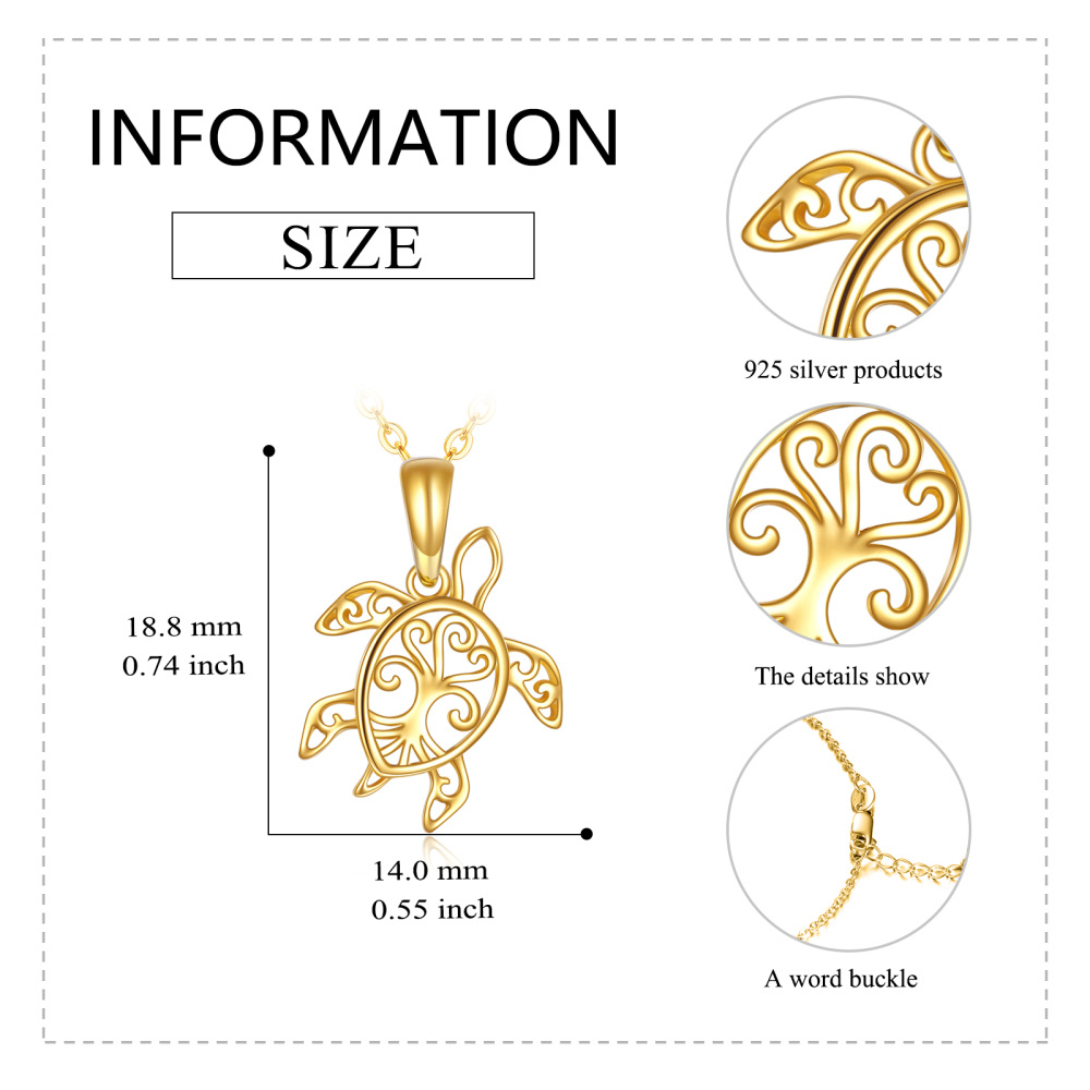 10K Gold Sea Turtle Pendant Necklace-6