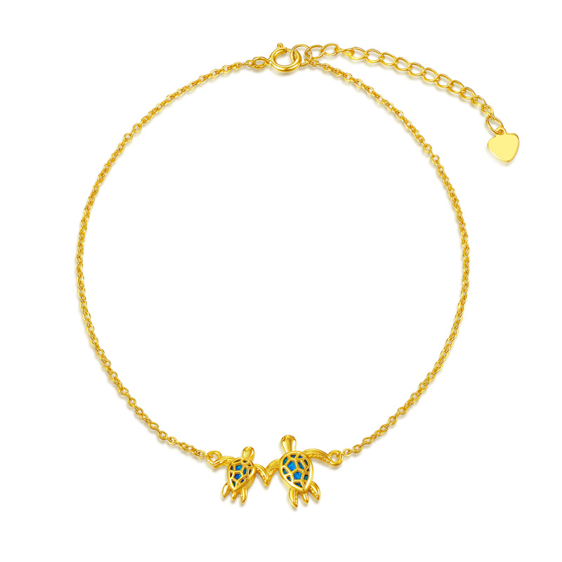 10K Gold Sea Turtle Single Layer Charm Anklet-13