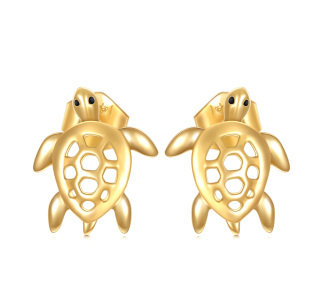 14K Gold Sea Turtle Stud Earrings-2