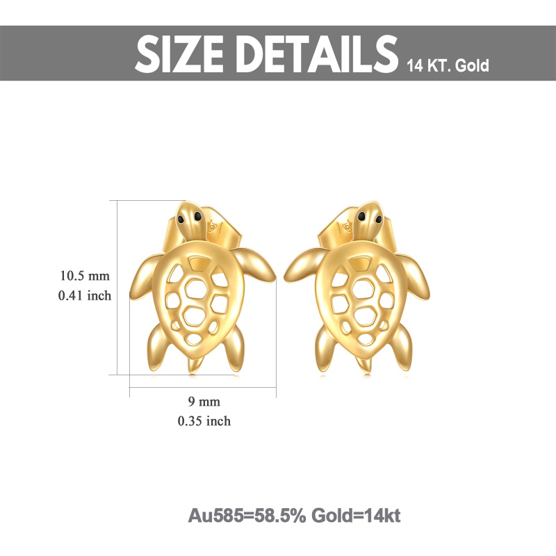 Boucles d'oreilles puces tortue de mer en or rose 10 carats-5