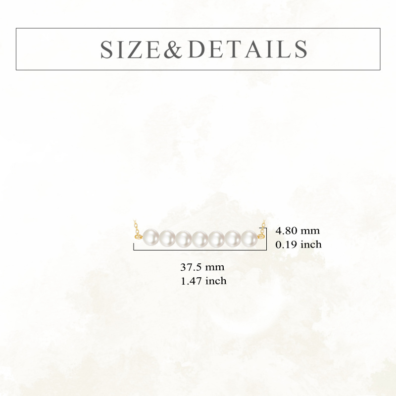 Halskette mit Anhänger aus 14 Karat Gold mit sieben runden 5-mm-Perlen-5