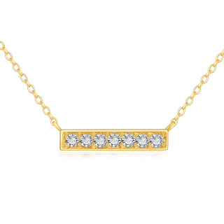 14K Gold Sevent Round Cubic Zirconia Bar Necklace-2