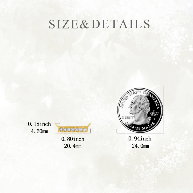 10 Karat Gold Sevent Runde Zirkonia Bar Halskette-7