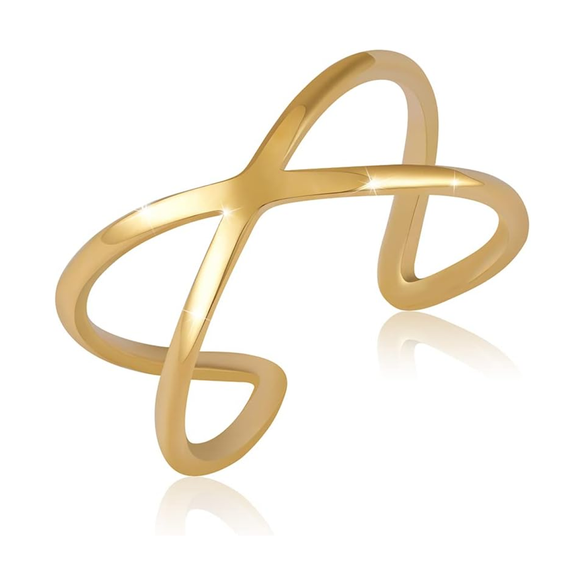 Gold Vermeil X-Shape Open Ring for Women-1