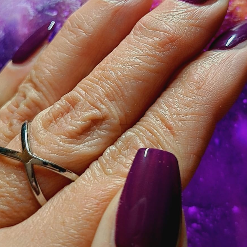 خاتم مفتوح من الذهب عيار 14 قيراطًا على شكل حرف X للنساء-2