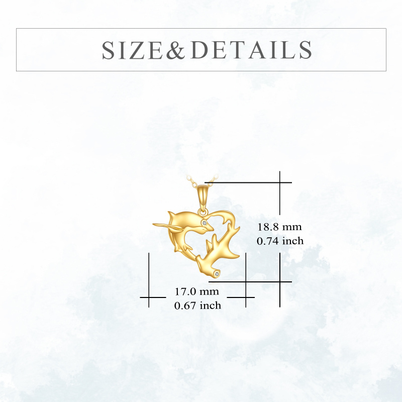 14K Gold Cubic Zirconia Shark Pendant Necklace-5