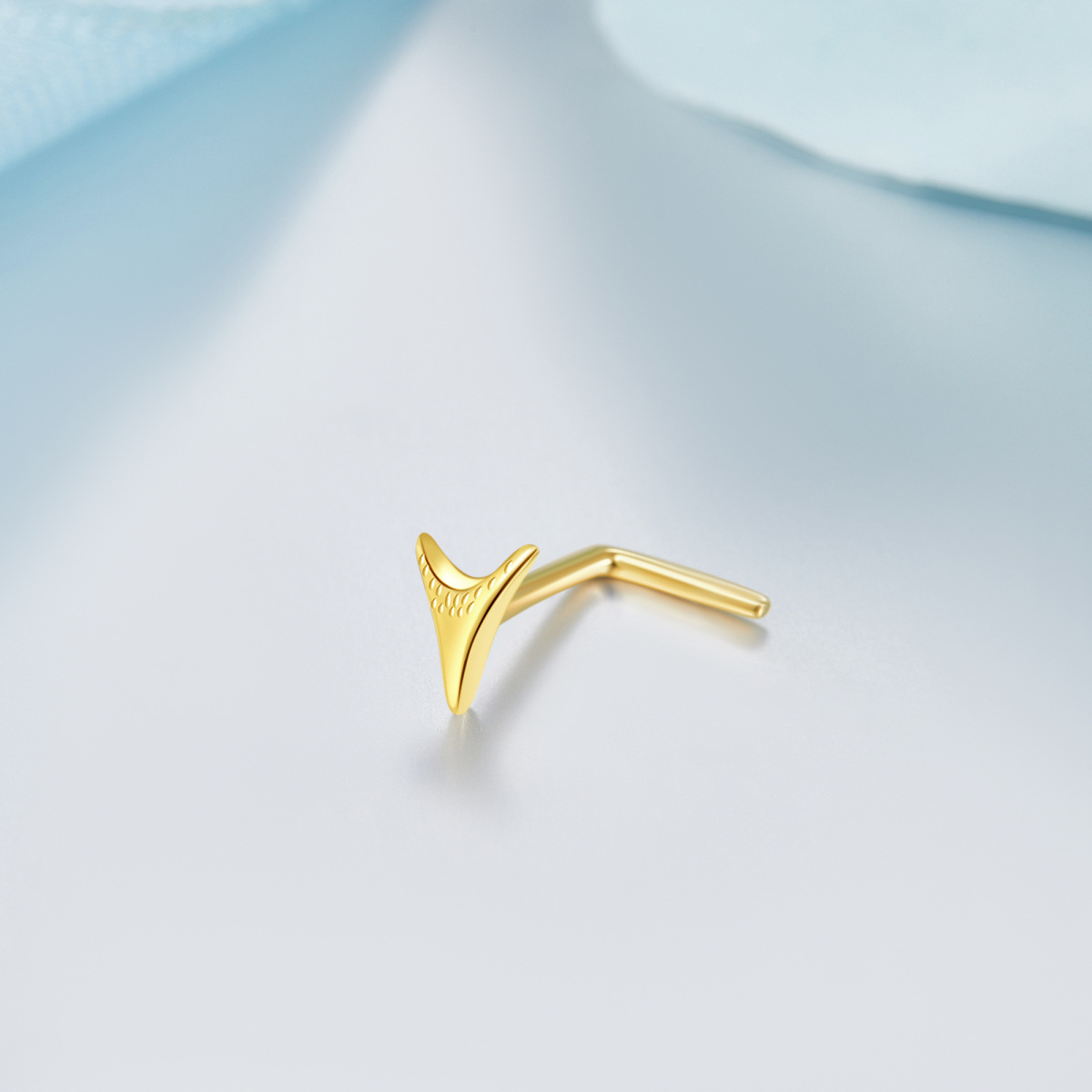 10K Gold Shark Teeth Nose Ring-4