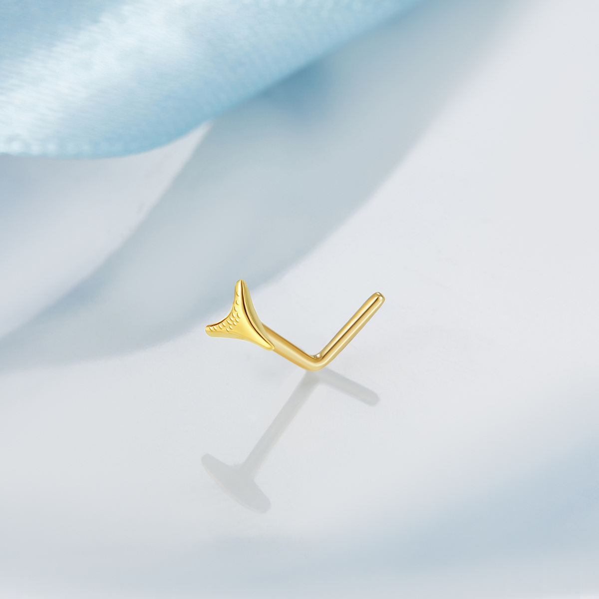 10K Gold Shark Teeth Nose Ring-5