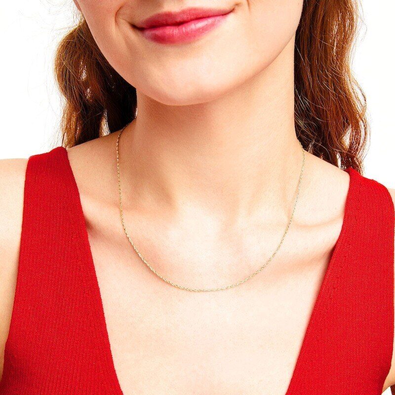 Collar de cadena Singapur de oro de 18 quilates, 1,2 mm-2