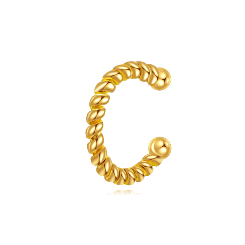 14K Gold Single Cuff Earrings-1