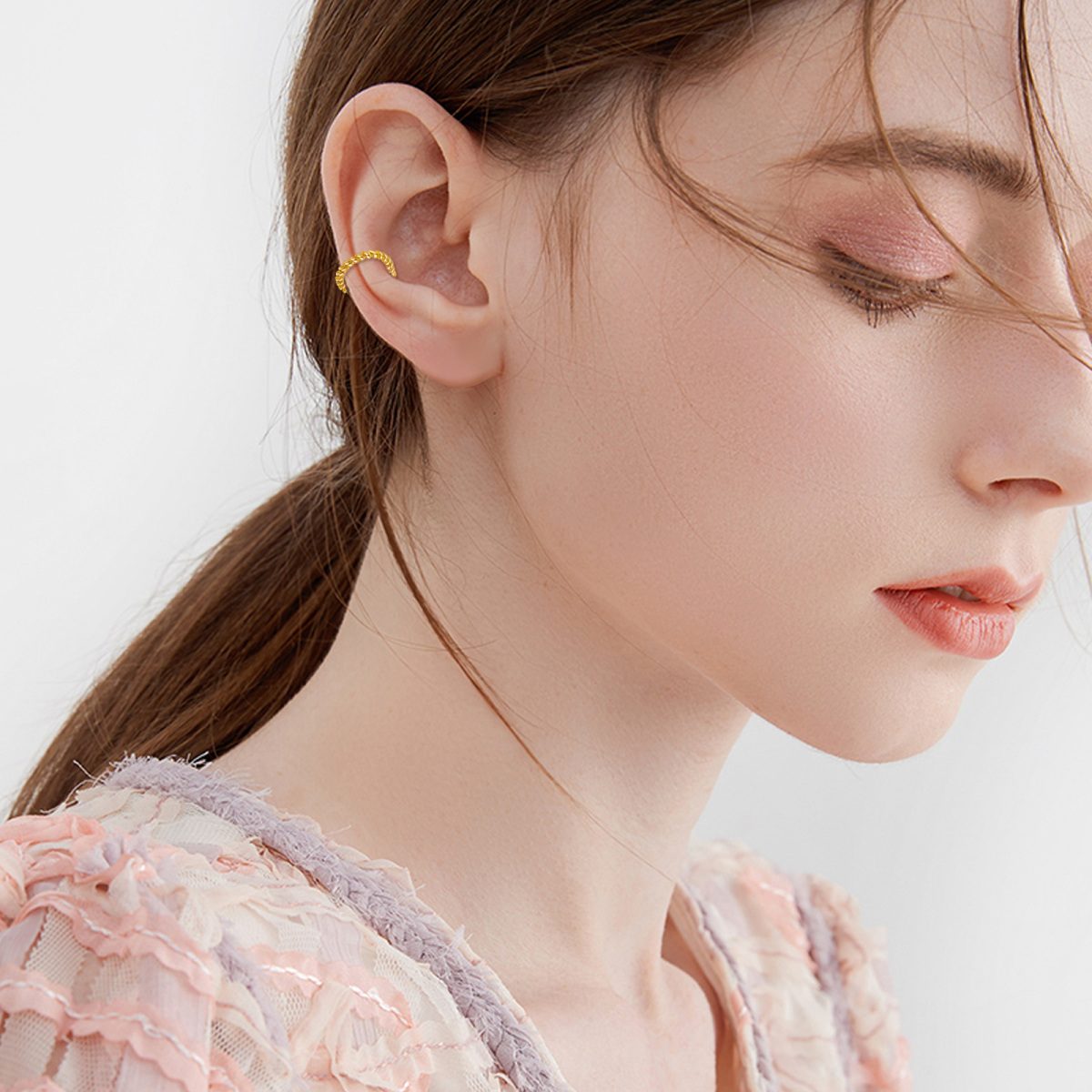 14K Gold Single Cuff Earrings-2