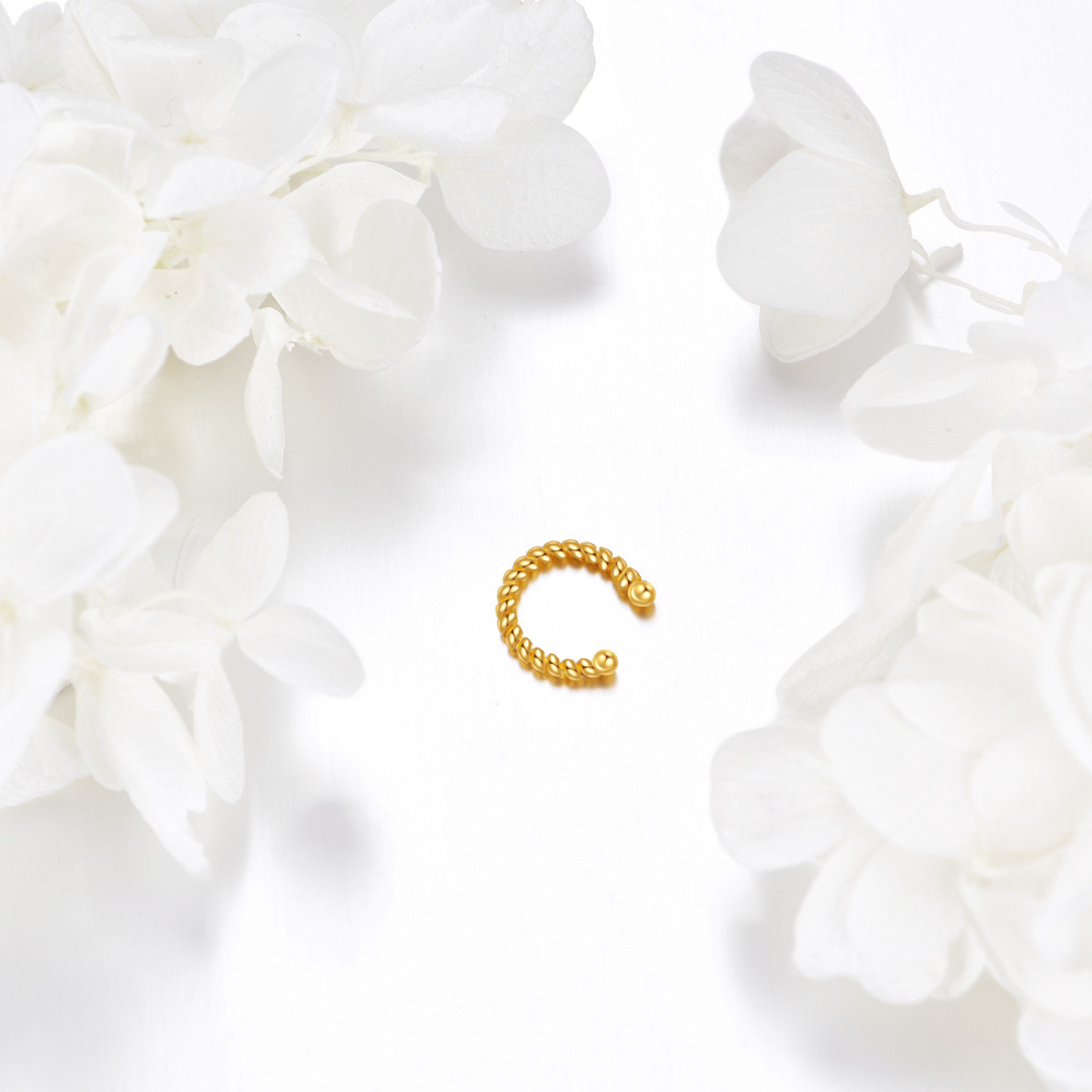 10K Gold Single Cuff Earrings-3