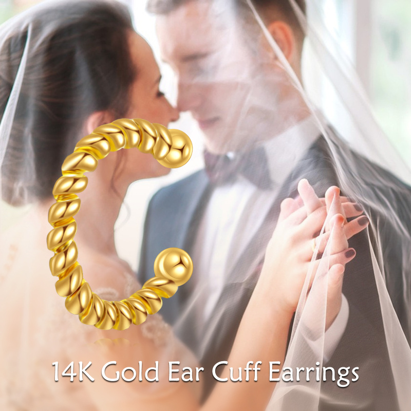 14K Gold Single Cuff Earrings-5