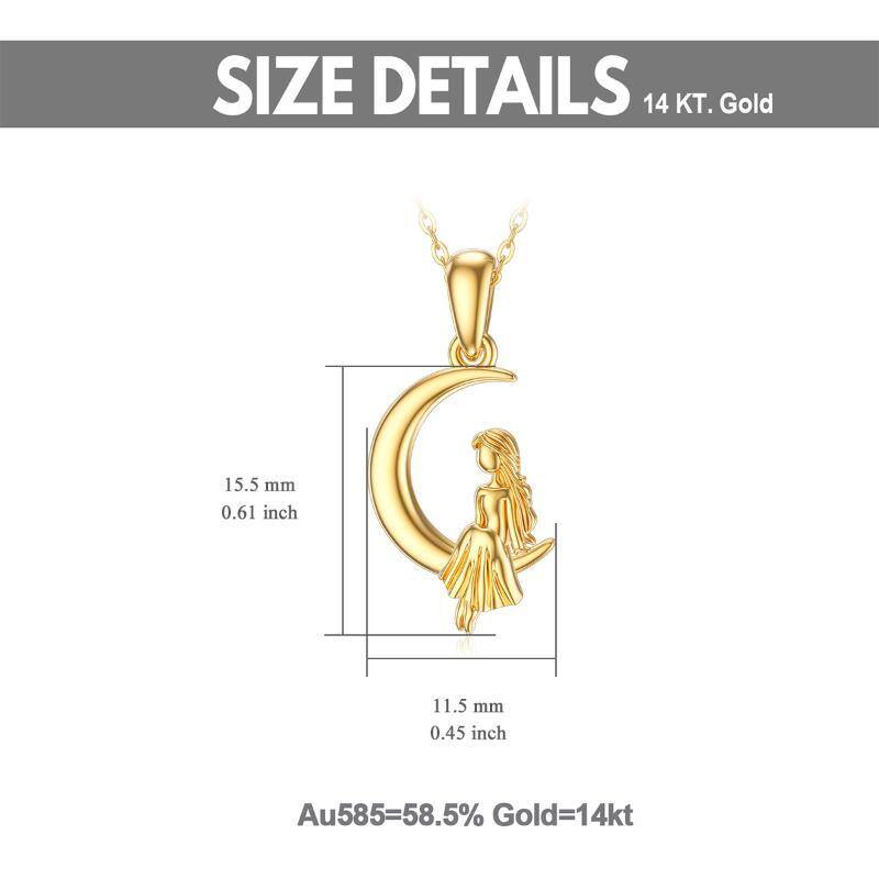 10K Gouden Zussen & Maan Hanger Ketting-6