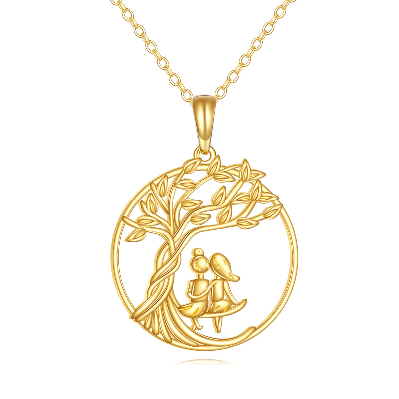 14K Gold Sisters Pendant Necklace-1