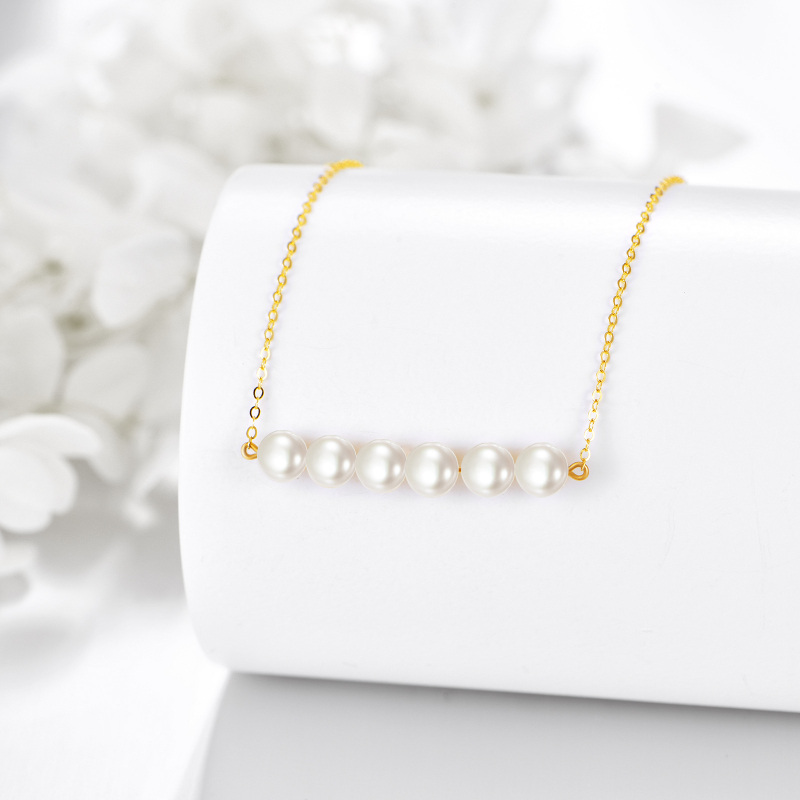 Collar con colgante de seis perlas circulares de 5 mm en oro de 10 quilates-4