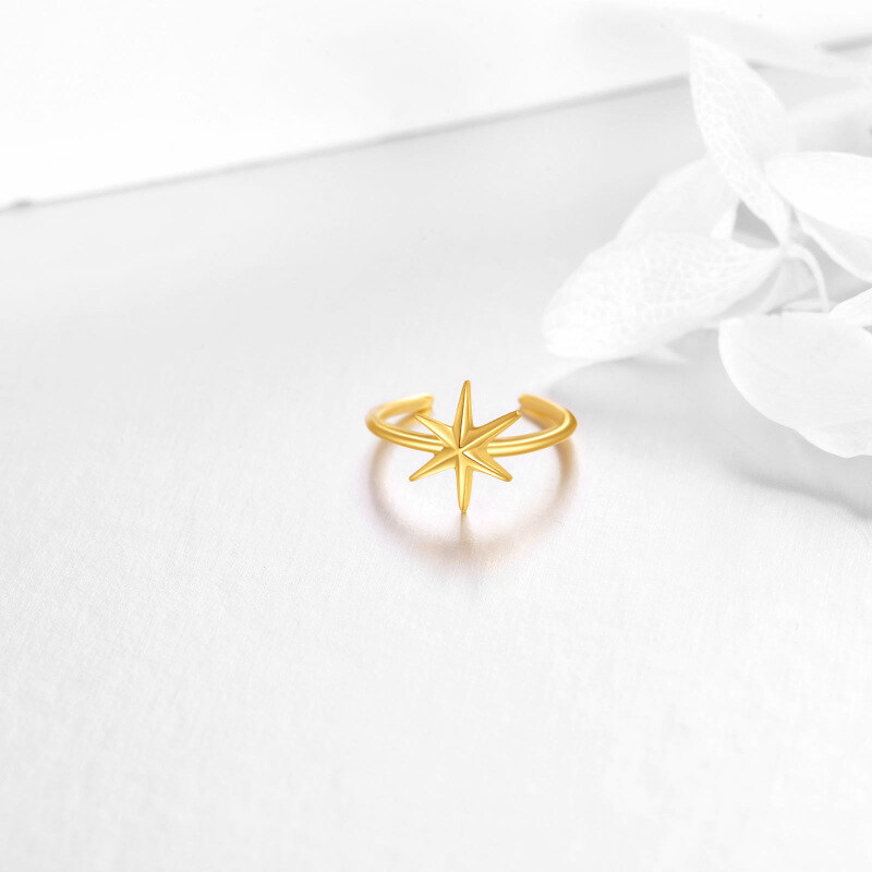 14K Gold Six Pointed Star Single Cuff Earrings-3