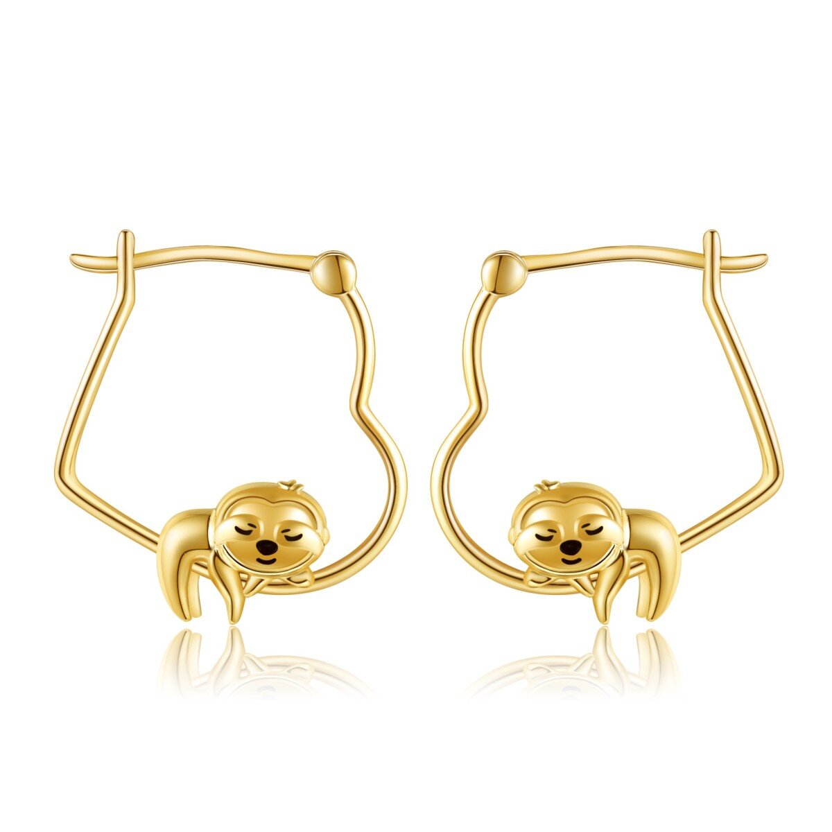 Pendientes de aro con perezoso en oro de 14 quilates-1