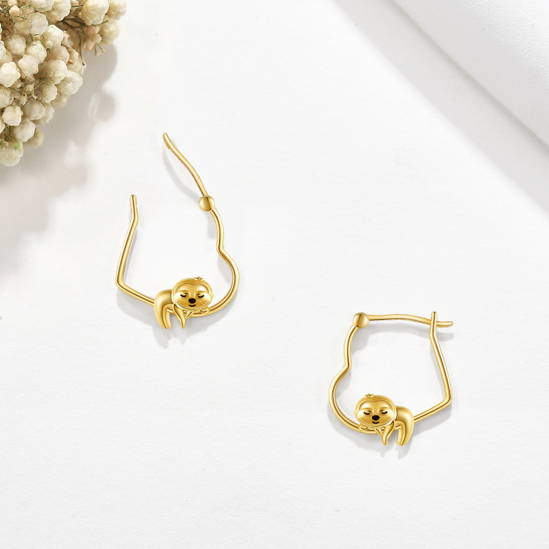 10K Gold Sloth Hoop Earrings-4