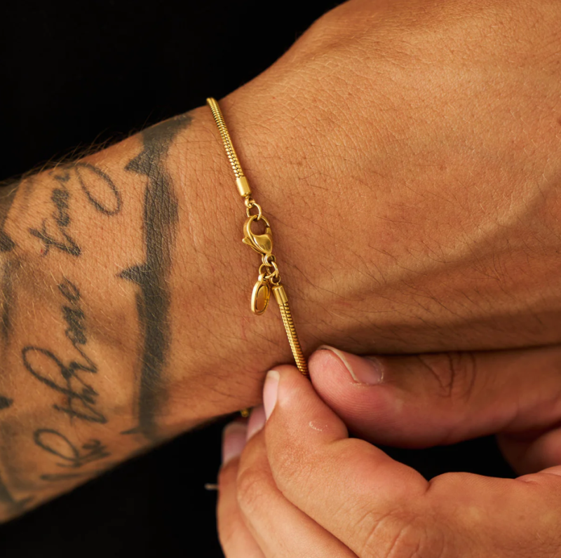 Pulsera de cadena de serpiente de oro de 14 quilates, 2 mm-3