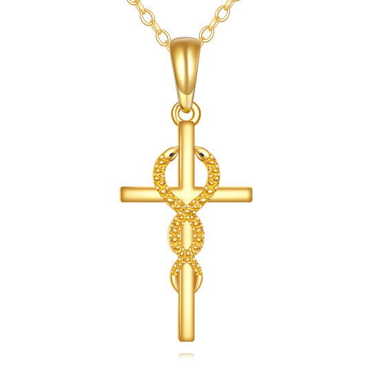 Collier pendentif en or 10K serpent et croix