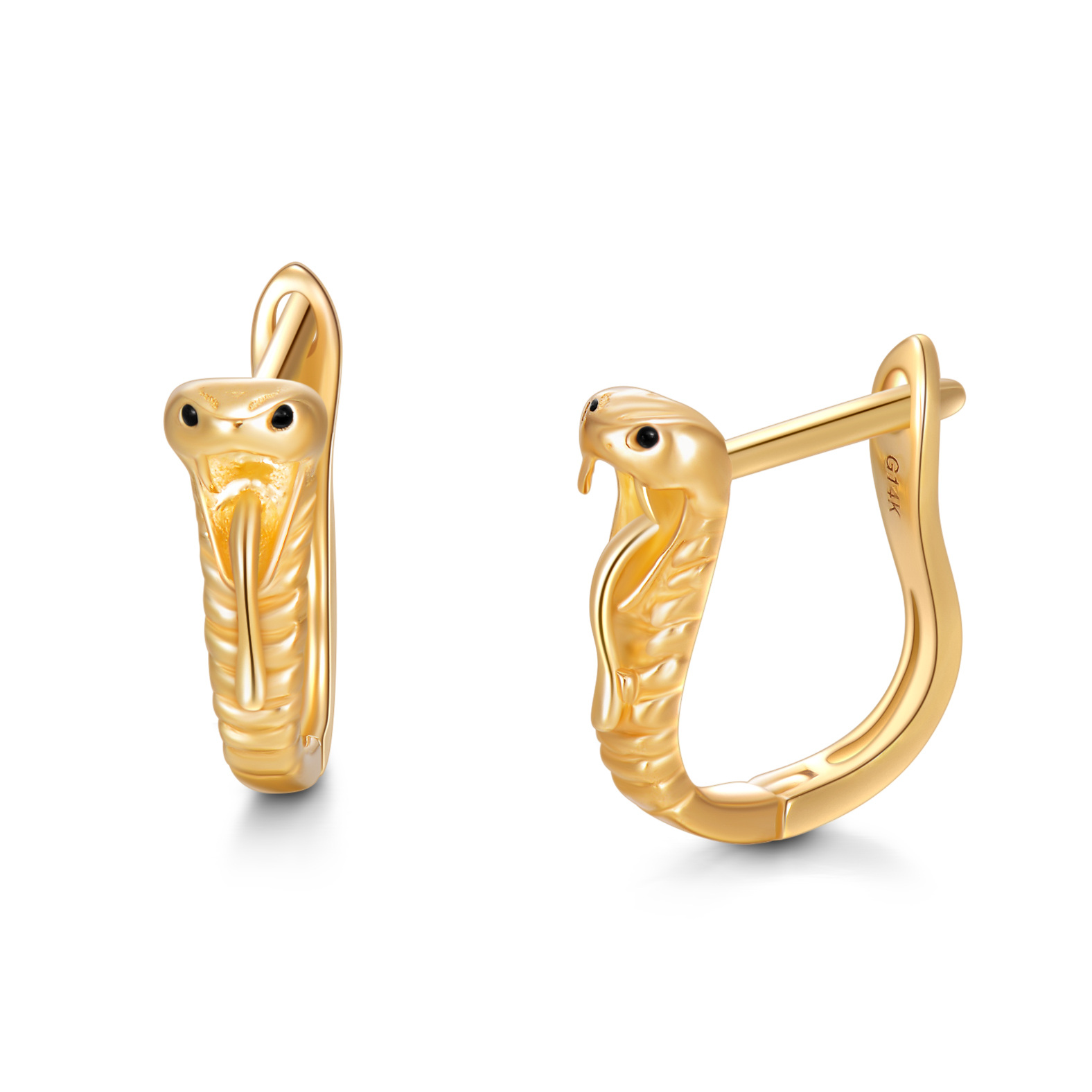 14K Gold Snake Stud… - image