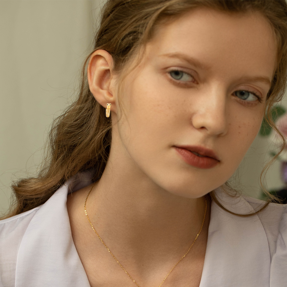 10K Gold Snake Stud Earrings-2