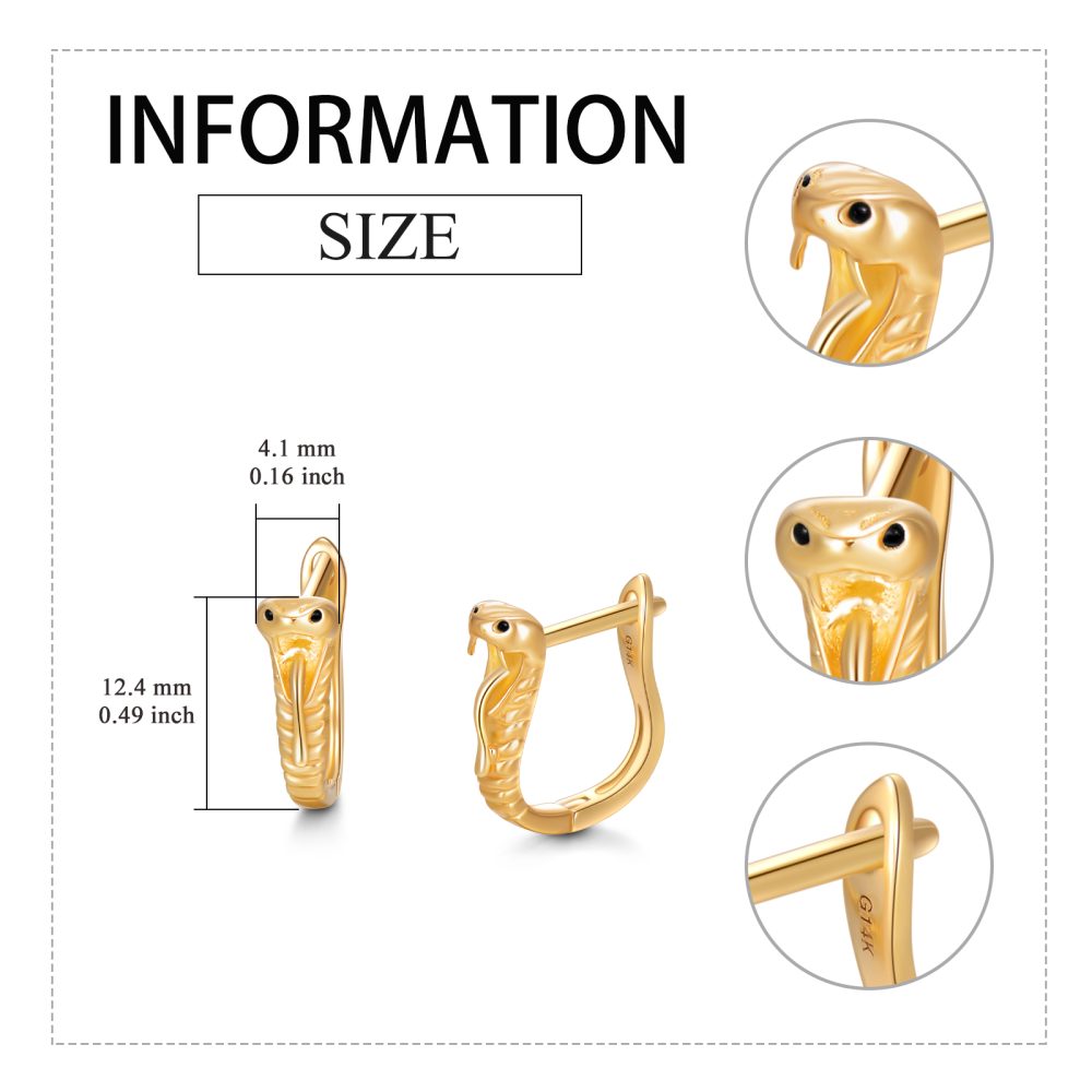 10K Gold Snake Stud Earrings-5
