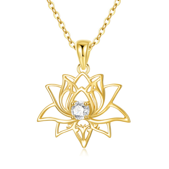 Collier avec pendentif perce-neige en or 14 carats et zircone cubique