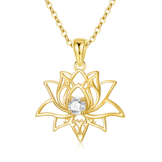 Halskette mit Schneeglöckchen-Anhänger aus 14 Karat Gold mit Zirkonia-1