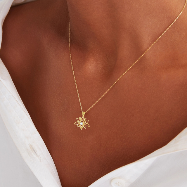 14K gouden ketting met zirkonia-sneeuwklokje en hanger-3