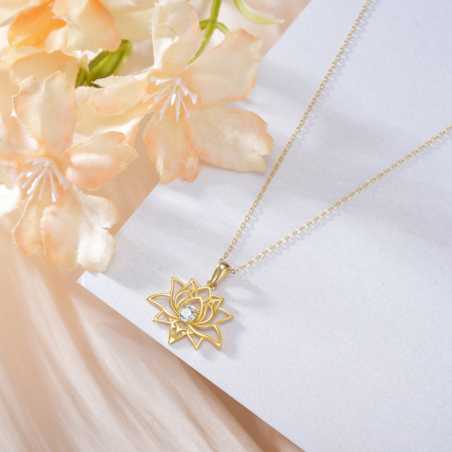 14K gouden ketting met zirkonia-sneeuwklokje en hanger-4