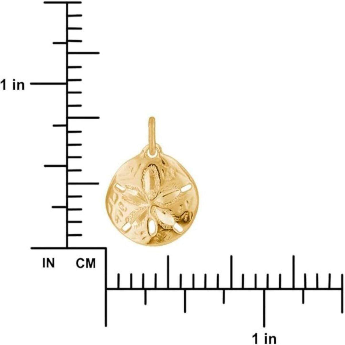 14K Gold Snowflake Sand Dollars Pendant Charm Necklace-3