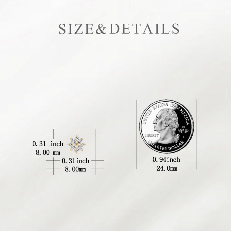 10K White Gold Cubic Zirconia Snowflake Stud Earrings-5