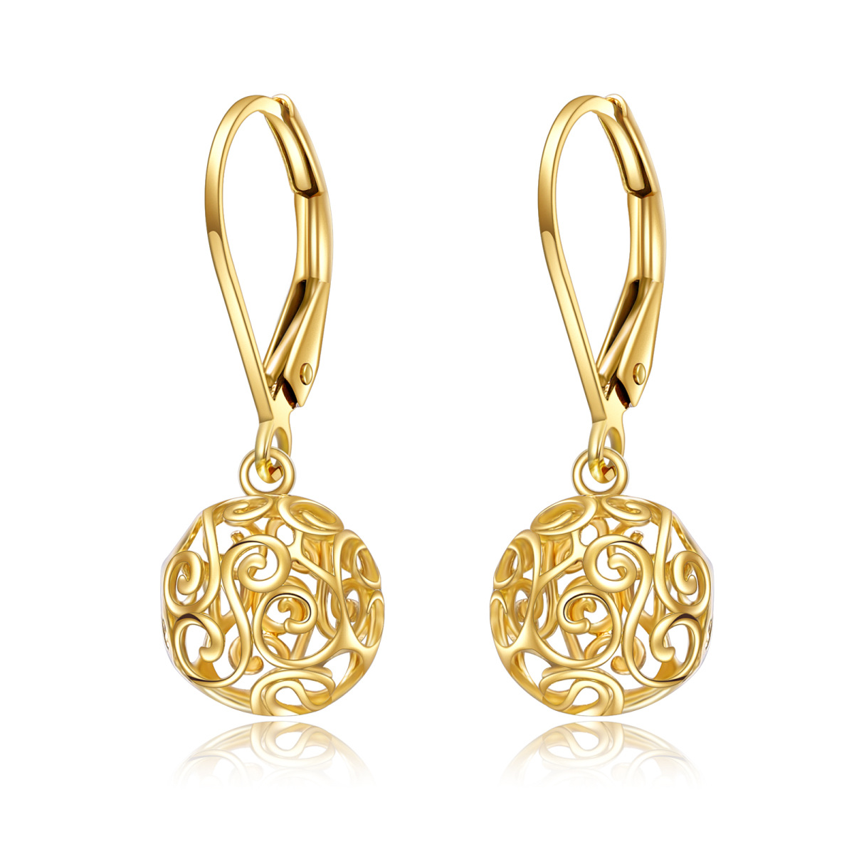 14K Gold Spherical Drop Earrings-1